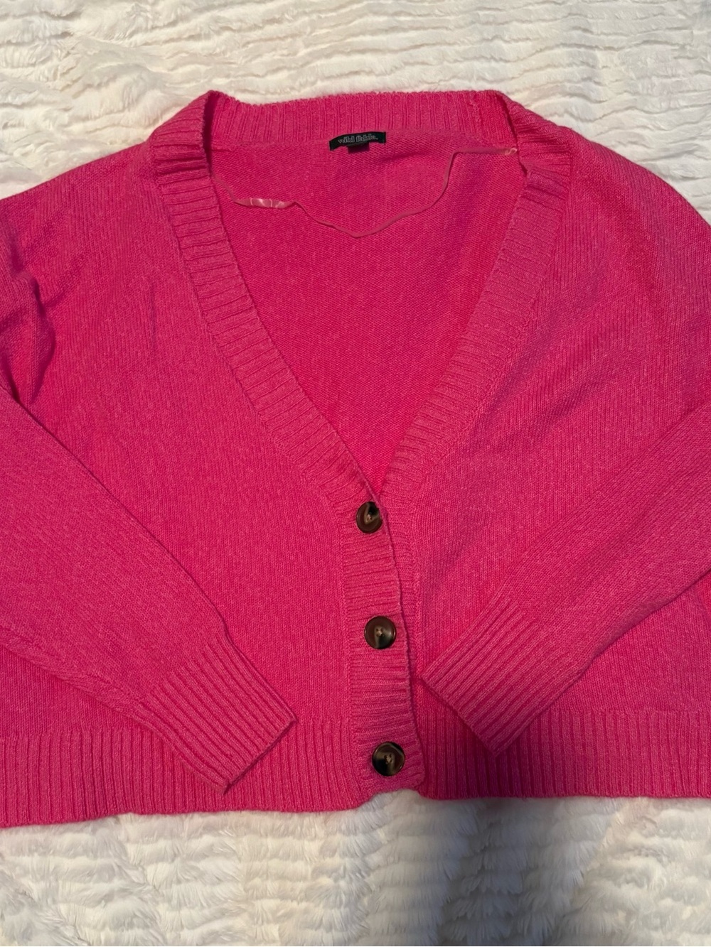 Hot Pink V-Neck Button Cardigan